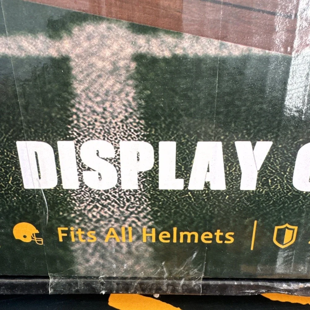 Football Helmet Display Case, Clear Acrylic Box with Solid Wood Base Stand